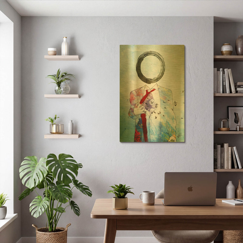Art mural Aurum «Zero» par Mario Sanchez Nevado, art mural en métal doré, 24 po x 36 po, 24 po x 36 po