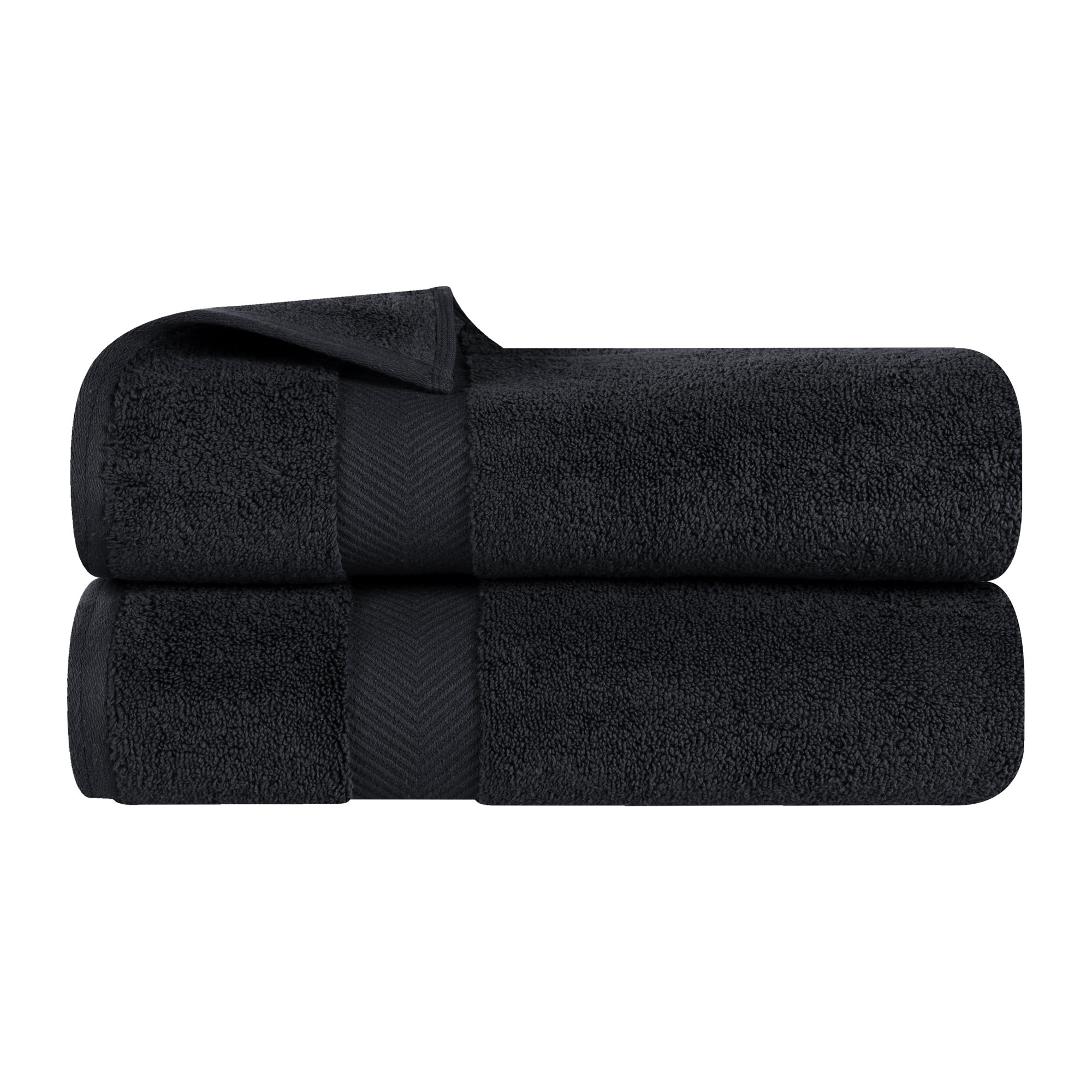 Hamachi Zero Twist 2 Piece 100% Cotton Bath Towel Set, Black
