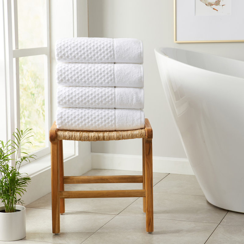 Ensemble de serviettes 100% coton ultra doux et absorbant, Blanc optique, Serviettes de bain - paquet de 4