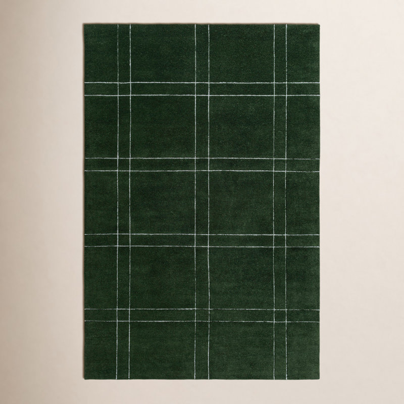 Kinnell Green Hand Tufted Area Rug, Rectangle 2' x 3'