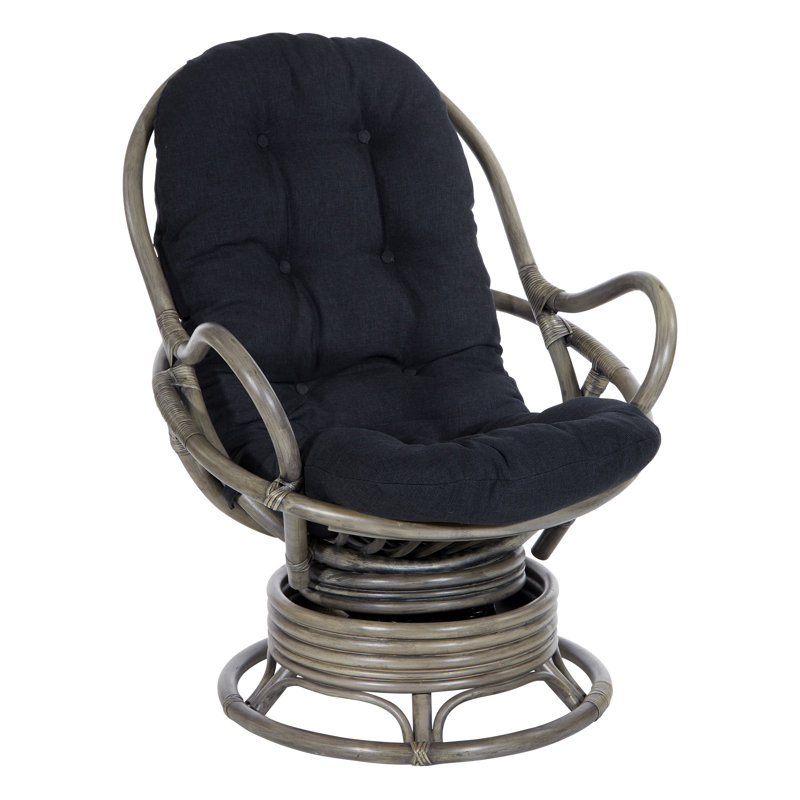 Lundell Upholstered Swivel Accent Chair, Black 100% Polyester, Brown