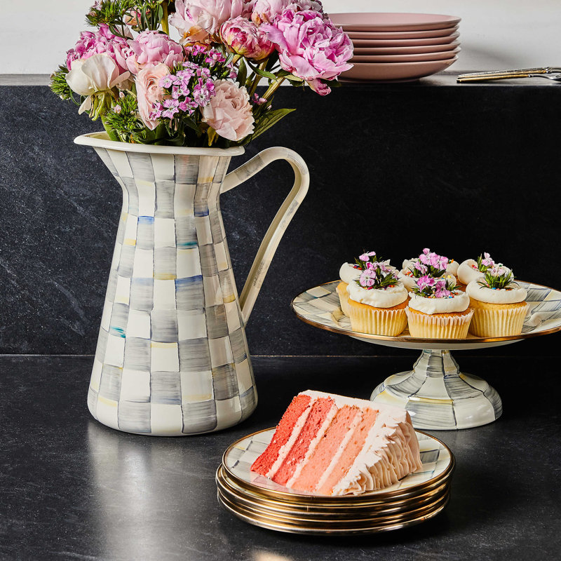 Sterling Check® Pedestal Platter, 4.5" H x 12" W x 12" L