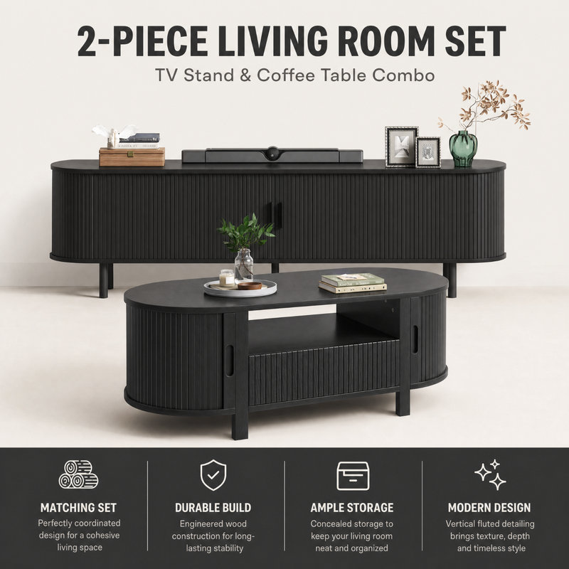 Ensemble de table basse et meuble télé 2 pièces pour salon