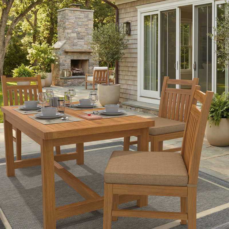 Sunbrella Indoor/Outdoor Dining Chair Cushion, 18" W x 18" D, Sunbrella® Heather Beige