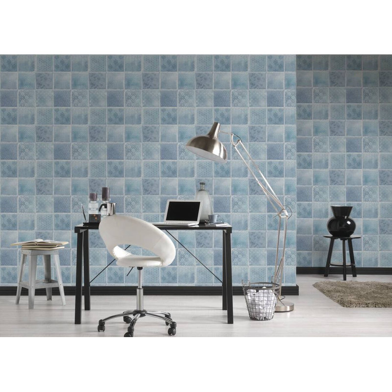 Rouleau de papier peint texturé L 33 pi x l 21 po Randi, Bleu