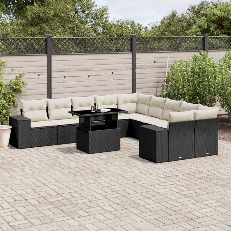 Ensemble de canapé de jardin Vidaxl noir, blanc crème