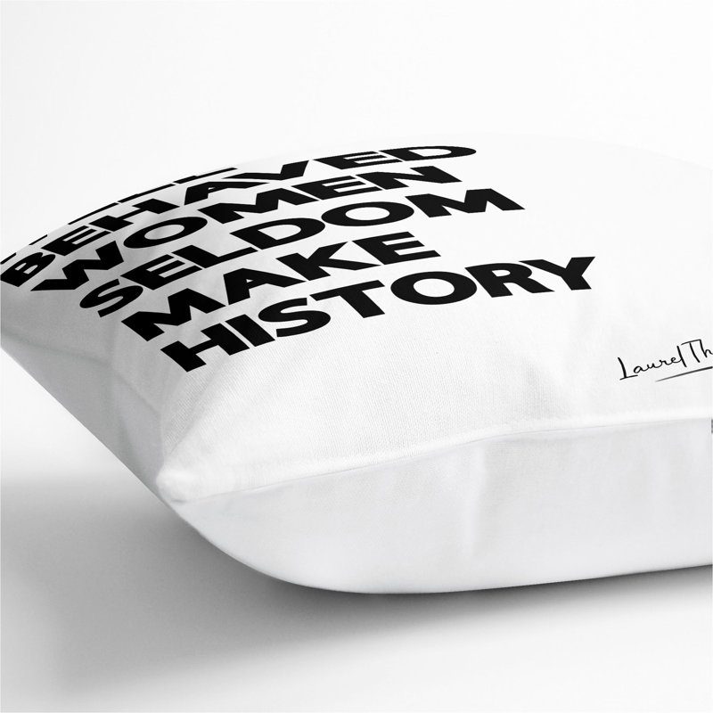 Well Behaved Women Scatter Cushion, White, 55cm H x 55cm W x 20cm D