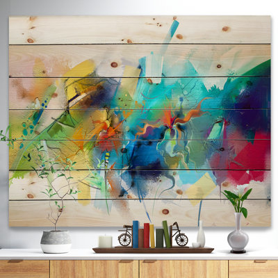Abstract Contemporary Brush Stroke Colorful Canvas Graphic Art - Brush Stroke Colorful