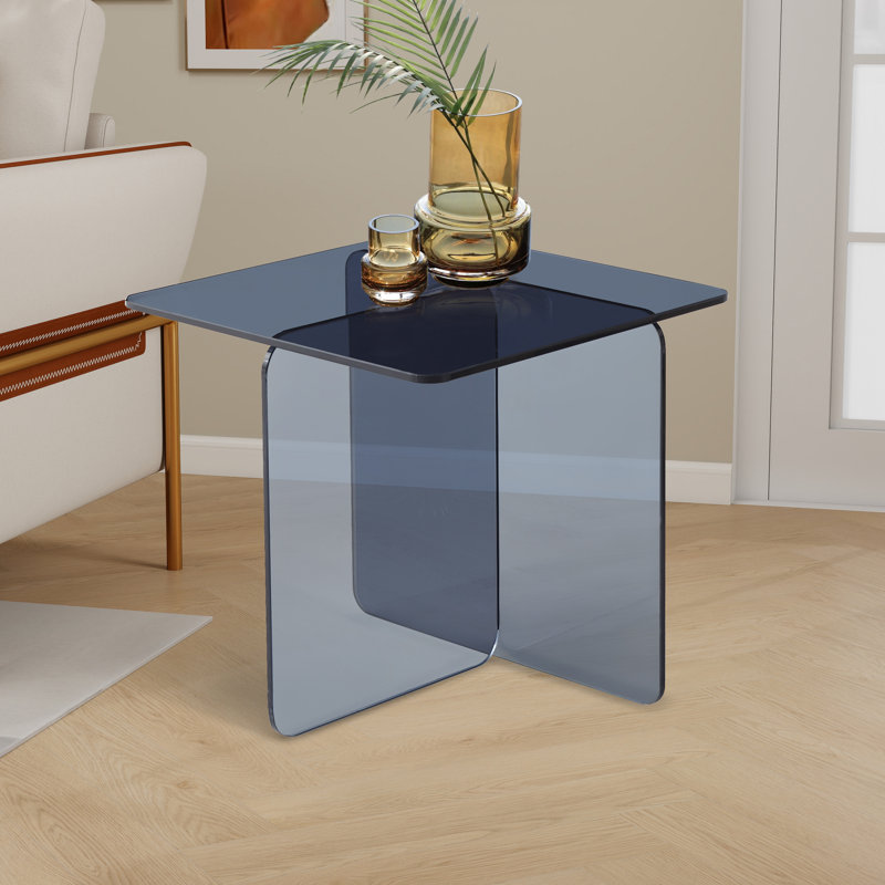Petite table de bout en verre, Gris fumée