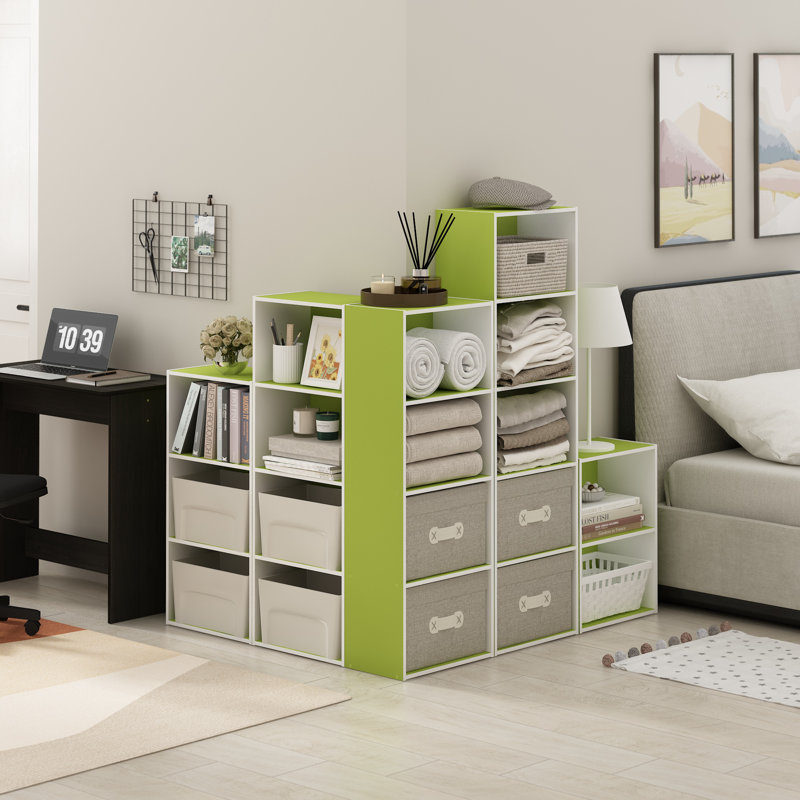 Aliesha Open Shelf Bookcase, Green/White, 132.1cm H x 40.1cm W x 23.9cm D