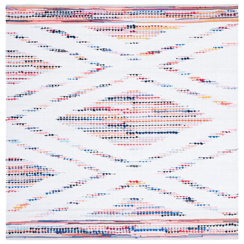 Tapis géométrique à tissage plat Montauk, Carré 6 pi