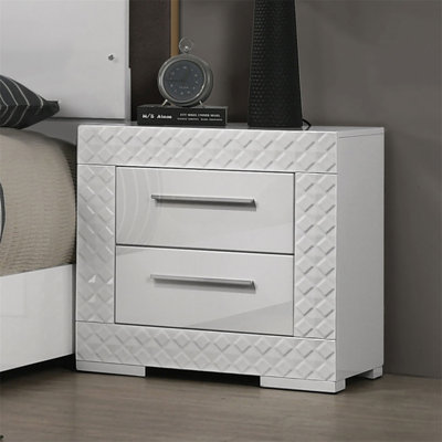 Superbe table de chevet 1pc blanche avec finition chromée ultra brillante et poignée de bar (avec table de chevet seulement)