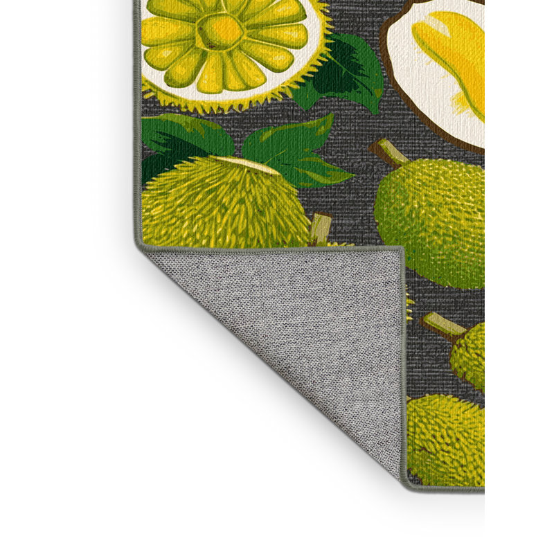 Washable Jackfruit Fruits Area Rug, Round 3'