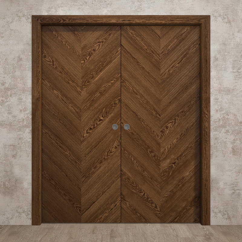 Portes coulissantes françaises à double poche | Ego 5005 | Ensemble de quincaillerie de rail | Portes intérieures modernes en bois massif pour chambre à coucher