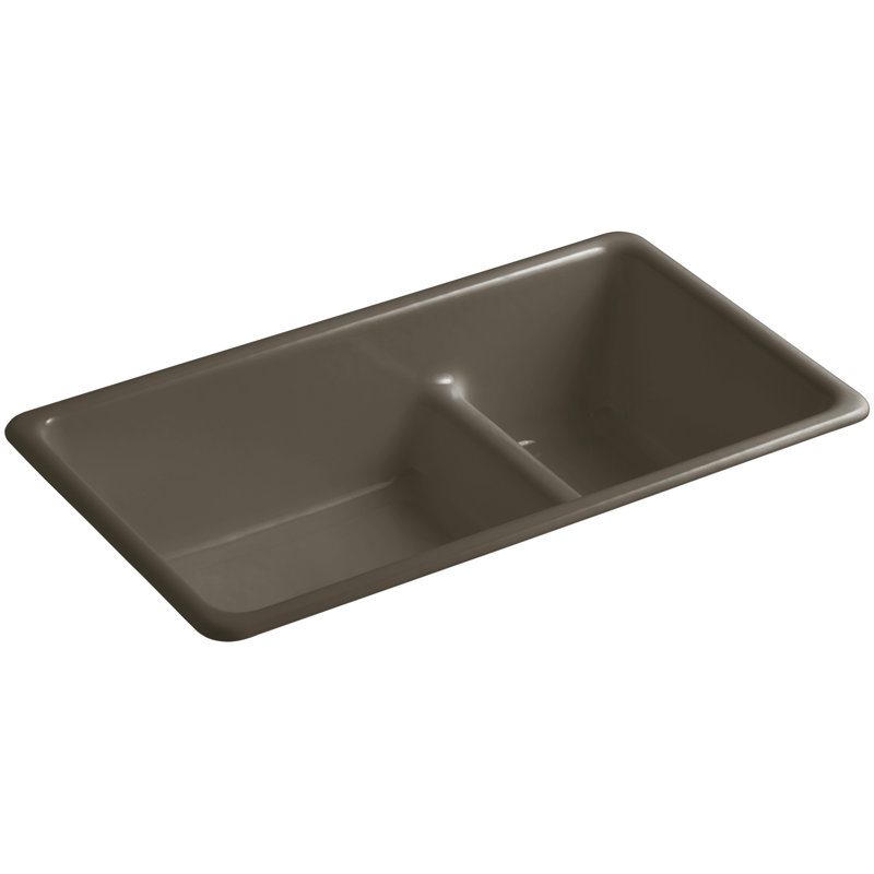 Évier de cuisine à double cuve grande / moyenne L 33 po x l 18,75 po Iron Tones, Daim