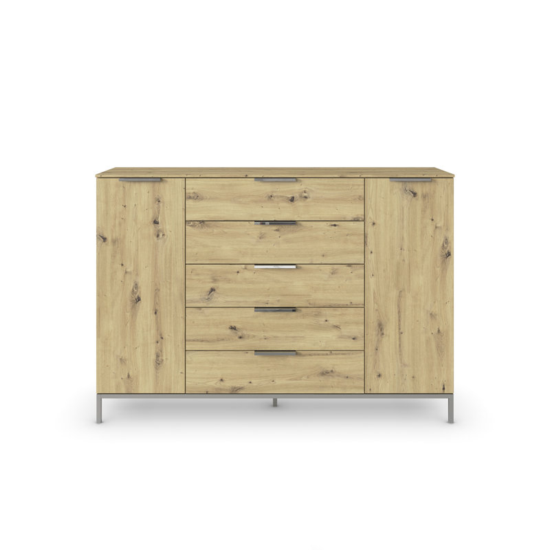 5 - Drawer Chest of Drawers, Oak/Chrome