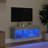 vidaXL Bedside Cabinet with LED Lights Storage Side Table Floating Nightstand