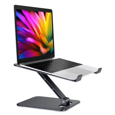 Support pour ordinateur portable pliable, support d'ordinateur ergonomique à hauteur réglable pour bureau, support pour ordinateur portable en aluminium, noir