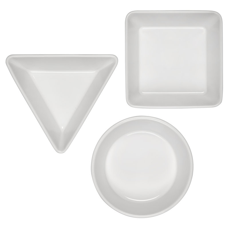 Stoneware Set of 3 Tapas Appetizer Plate, White