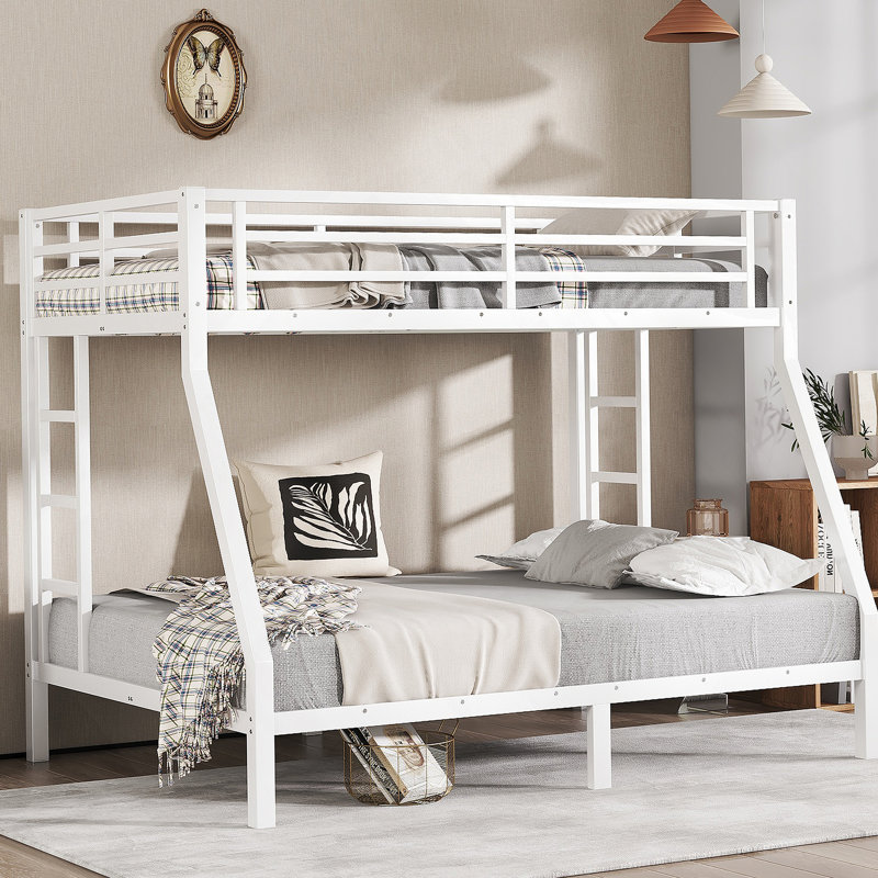Lit superposé simple au-dessus d'un lit double en métal robuste pour les adolescents et les adultes, peu encombrant, sans bruit de sommier, idéal pour les pièces communes