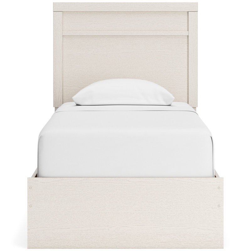 Lit simple à panneau Lozano, Blanc