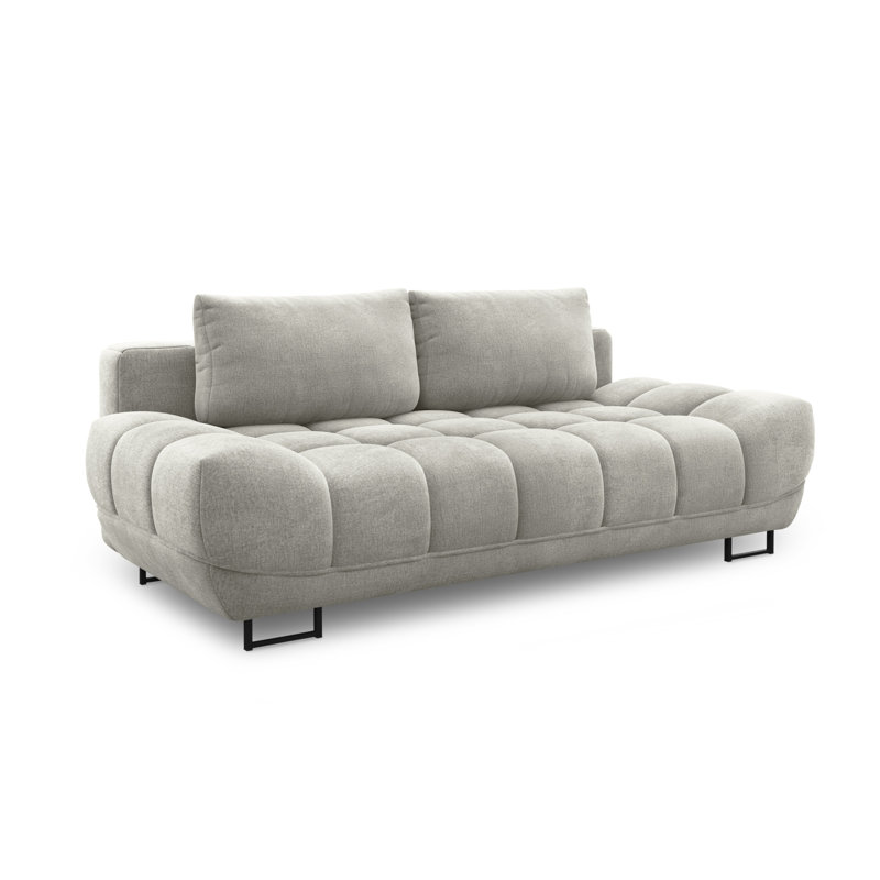 Nicolus 3 Seater Velvet Sofa Bed, Light Grey