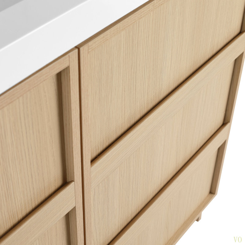 Meuble-lavabo autoportant de 42 po et 2 portes d'armoire à fermeture en douceur, contreplaqué (KD-PACKING) - Sans le lavabo