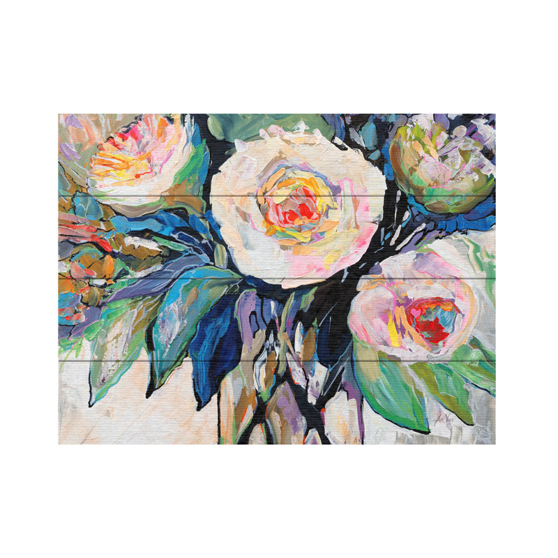 Jeanette Vertentes Whitneys Bouquet Wood Slat Art, H 18 po x l 22 po