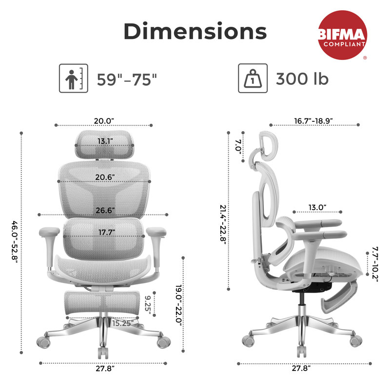 One-Touch Control Ergonomic Mesh Task Chair with 3-Level Recline Lock, High-end Office chair,Computer Chair with Adjustable Backrest & Lumbar Support & 6D Armrests & 3D Headrest
