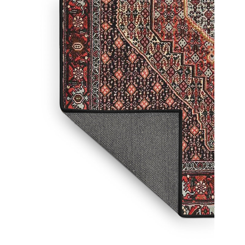 Tapis traditionnel rouge / bleu / beige, Rectangle 5 pi x 7 pi