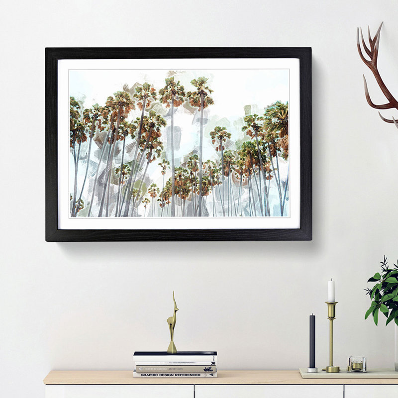 Palm Trees in Sri Lanka in Abstract - Picture Frame Graphic Art Print, 27cm H x 36cm W x 2cm D, Black Framed