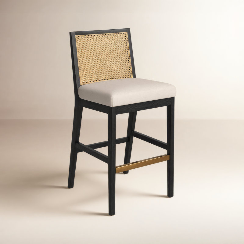 Tabouret de comptoir et de bar Sergi, Tabouret de bar (siège d'une hauteur de 31 po), Naturel/noir
