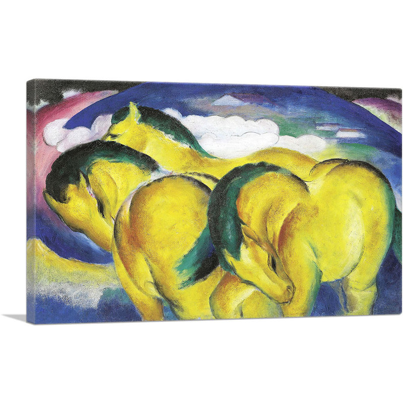 Little Yellow Horses 1912 by Franz Marc - Wrapped Canvas Painting, 12" H x 18" W x 0.75" D
