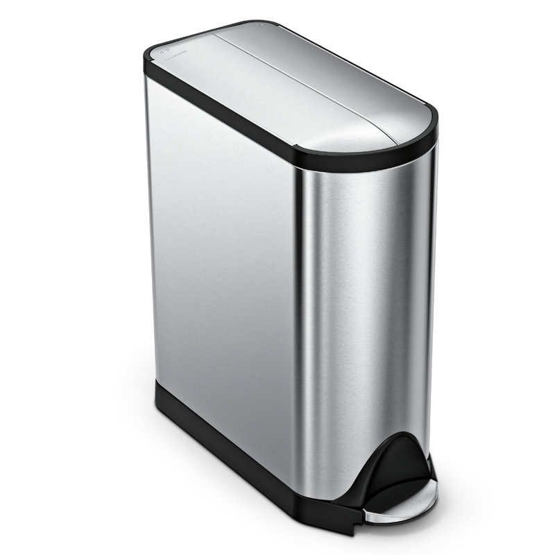 simplehuman Butterfly Lid Kitchen Step Trash Can, Brushed Stainless Steel, 45 L