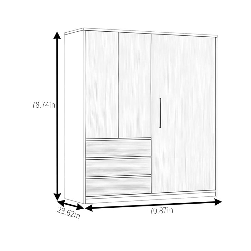 Simple Classic Wardrobe, 78.74" H x 70.87" W x 23.62" D