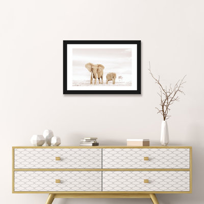 «Elephant Mom & Baby» par Klaus Tiedge - impression d'art graphique