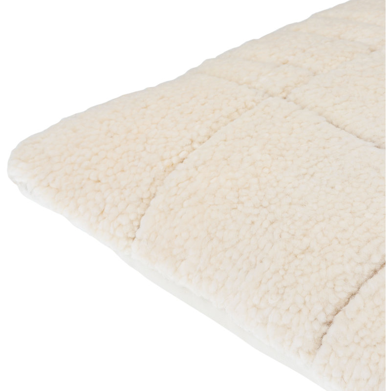 Ivory Wool and Cotton Square Throw Pillow