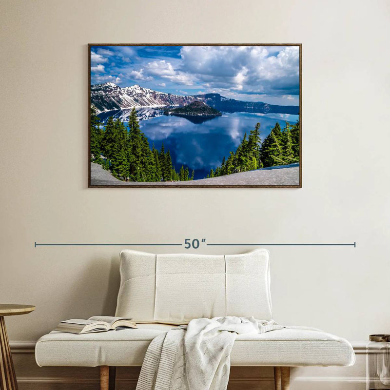 Point de vue du lac Crater, Cadre flottant noyer, 40 po x 27 po