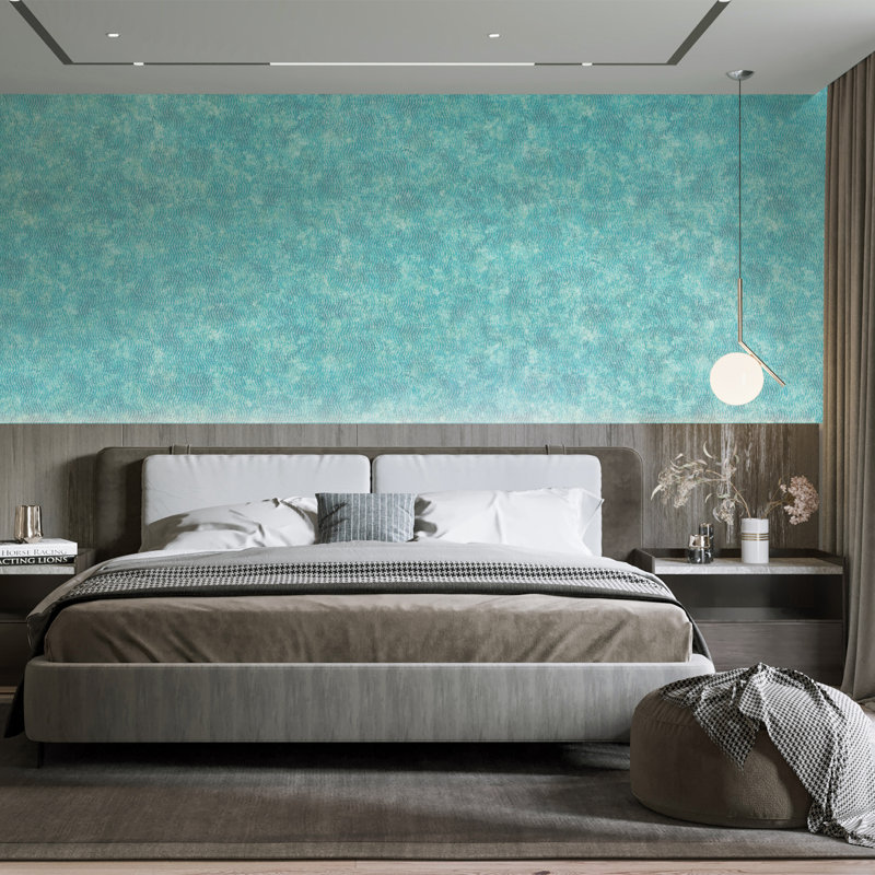 Precious Collection Glass Bead Cord Fabric Design Wallpaper Roll, Teal
