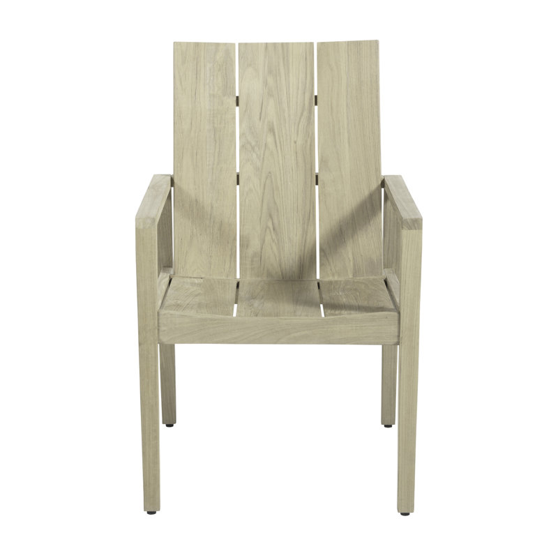 Ashland Patio Dining Armchair with Cushions, Oyster Teak, Rollo Lace InsideOut® Linen, No Welt