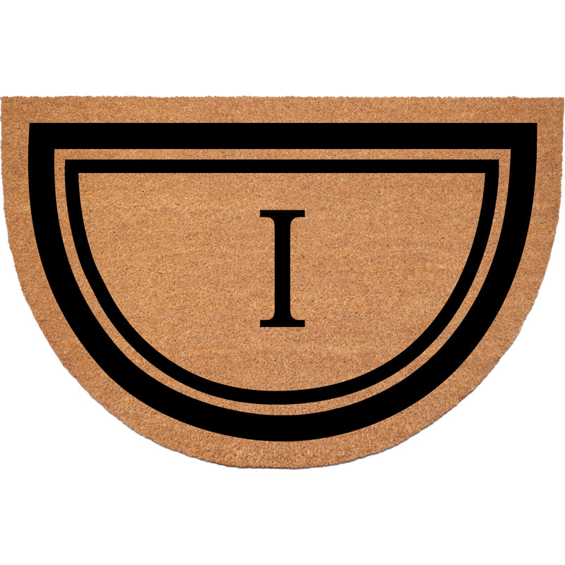 Half Circle Black Border 24 x 36 Monogram Doormat, I