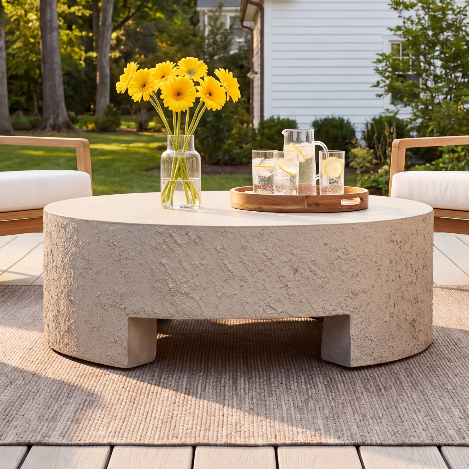 Hobart 48'' Stone Outdoor Coffee Table