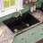 DeerValley 33" x 22" Black Undermount Drop in Quartz Double Bowl Kitchen Sink with Accessories