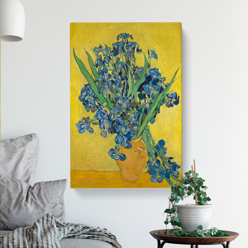Iris Flowers In A Vase by Vincent Van Gogh - Wrapped Canvas Painting, 76cm H x 50cm W x 3cm D