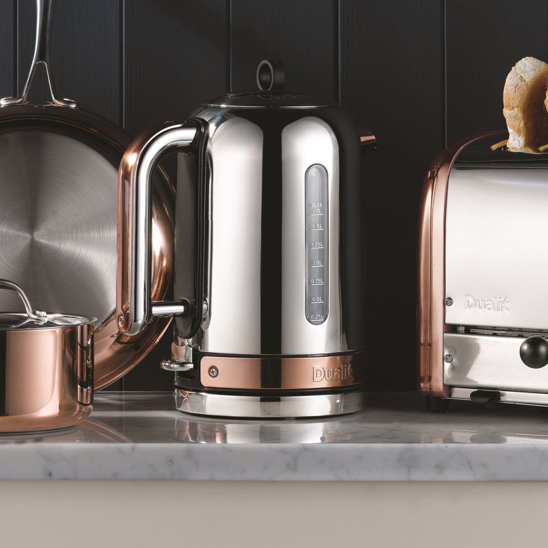 Dualit Classic 1.7L Stainless Steel Electric Tea Kettle, Copper