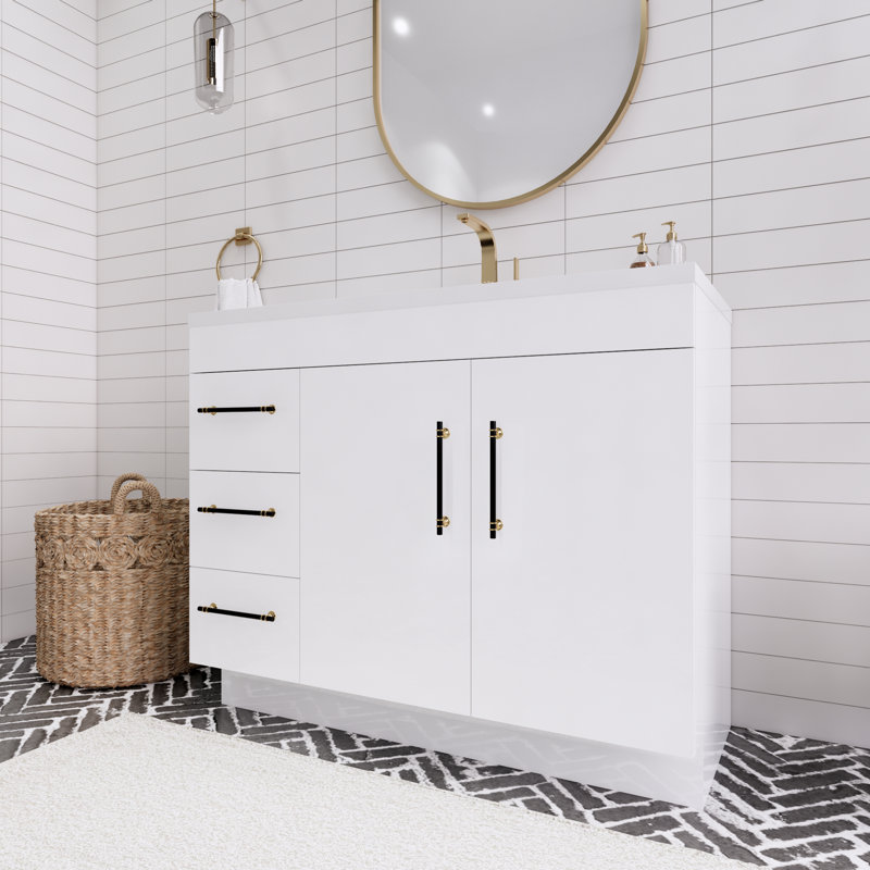 Meuble-lavabo simple Spring, Blanc brillant, 42"