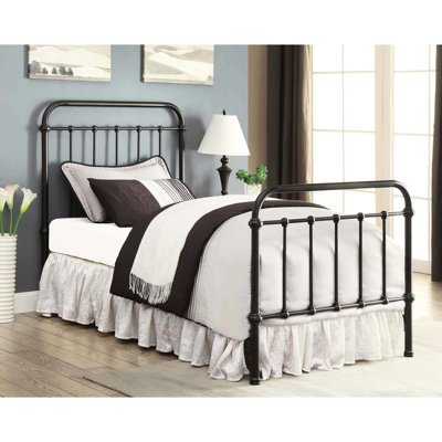 Lit simple en métal avec finition bronze foncé - ajout de panneau de chambre à coucher sophistiqué classique