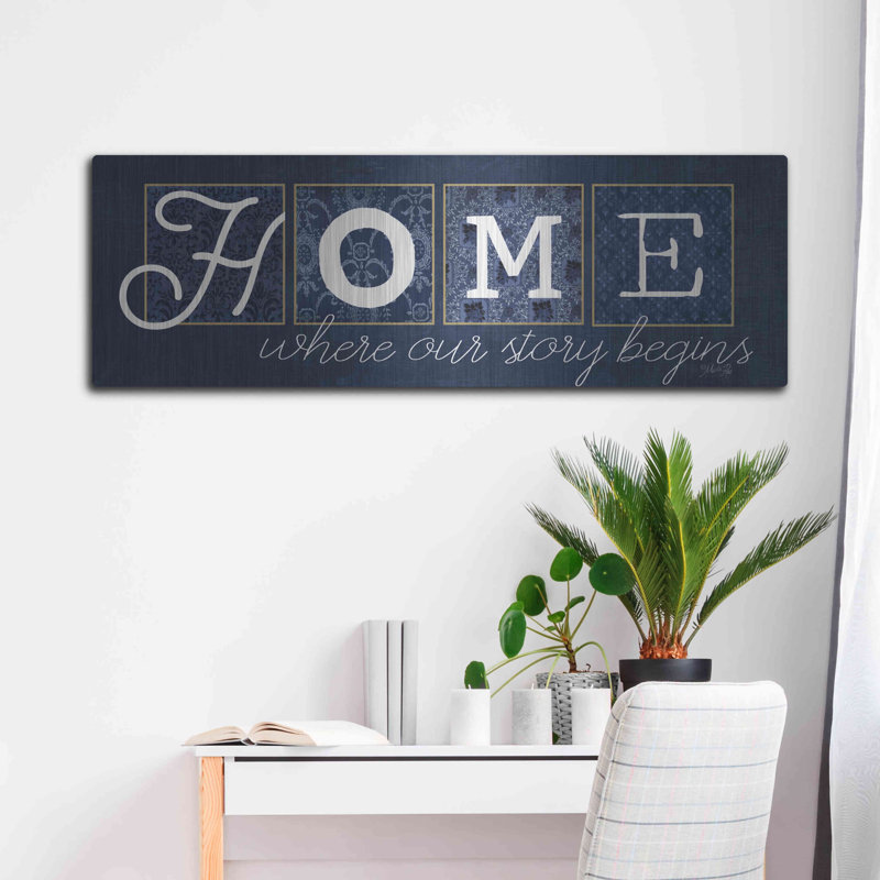 «Home Where Our Story Begins» par Marla Rae, art mural en métal, H 16 po x l 48 po