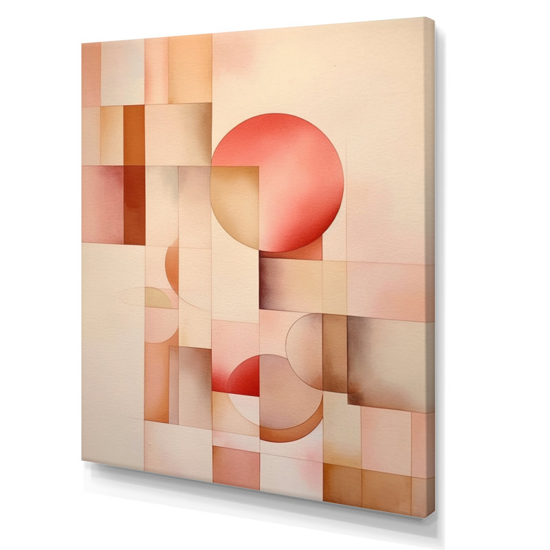 «Peach and Yellow Minimalist Harmony VII - Minimalisme», reproduction sur toile, H 20 po x l 12 po x P 1 po, Toile tendue