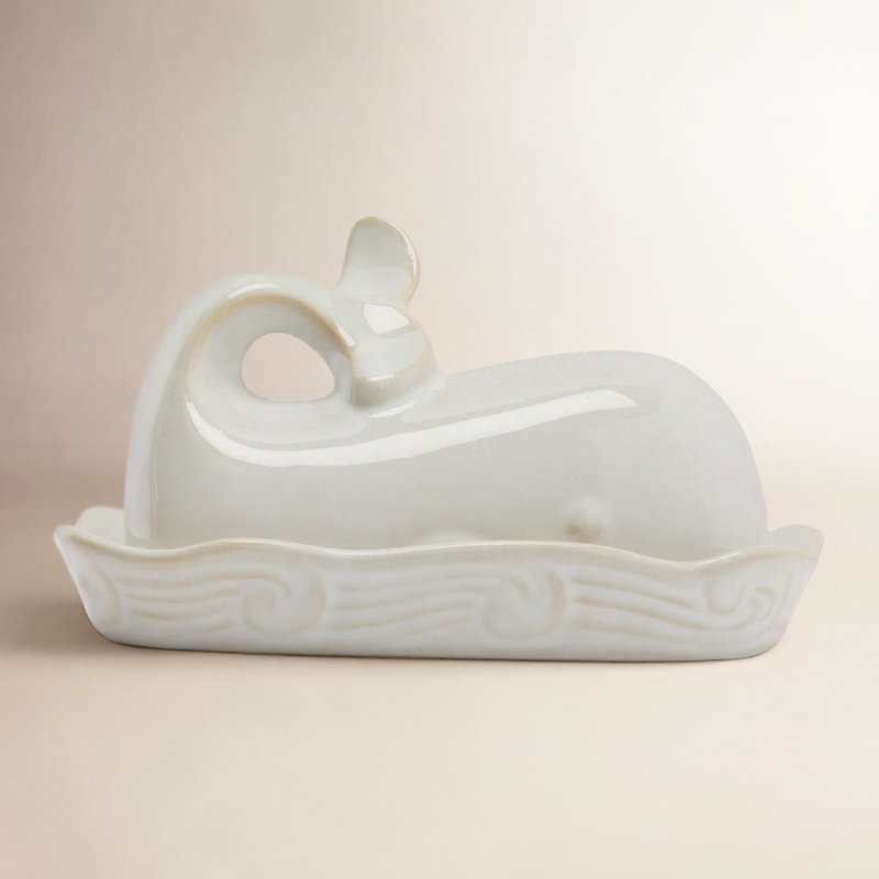 Leonida Novelty Ceramic Butter Dish, White